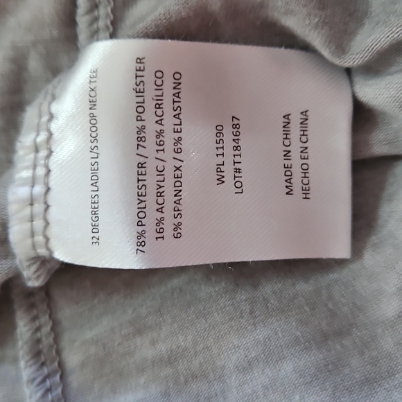 Heather Gray Long Sleeve Tee, Scoop Neck, Lightweight, XL, NWOT - Picture 4 of 5